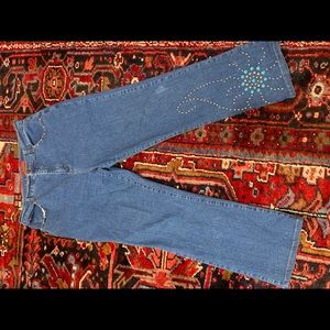 NYDJ jeans embellished, size 10, wide legs.